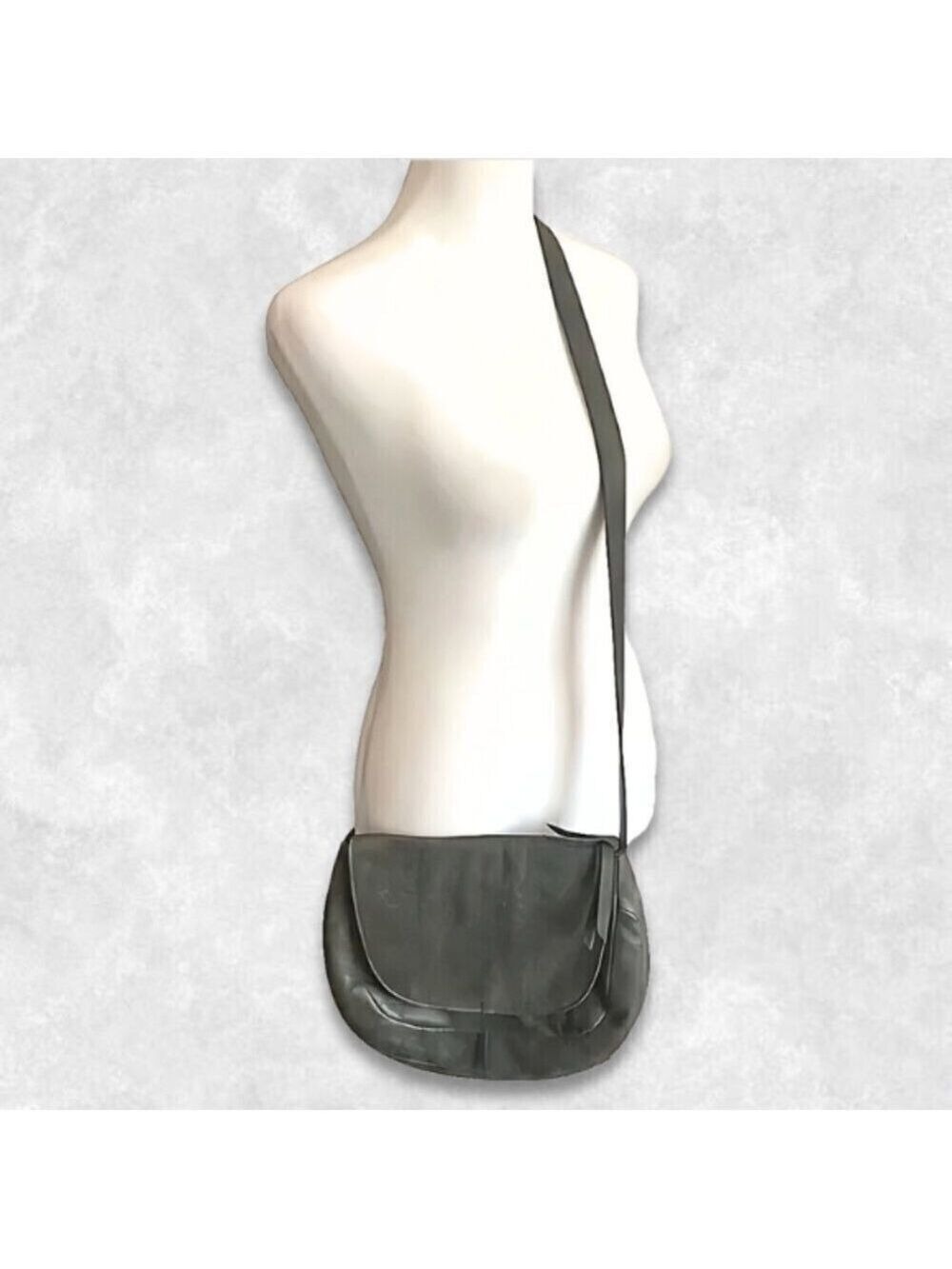 Chen & Derington Crossbody/Shoulder Leather Bag Fold-Over Snap Closure Gray OS - Picture 2 of 15